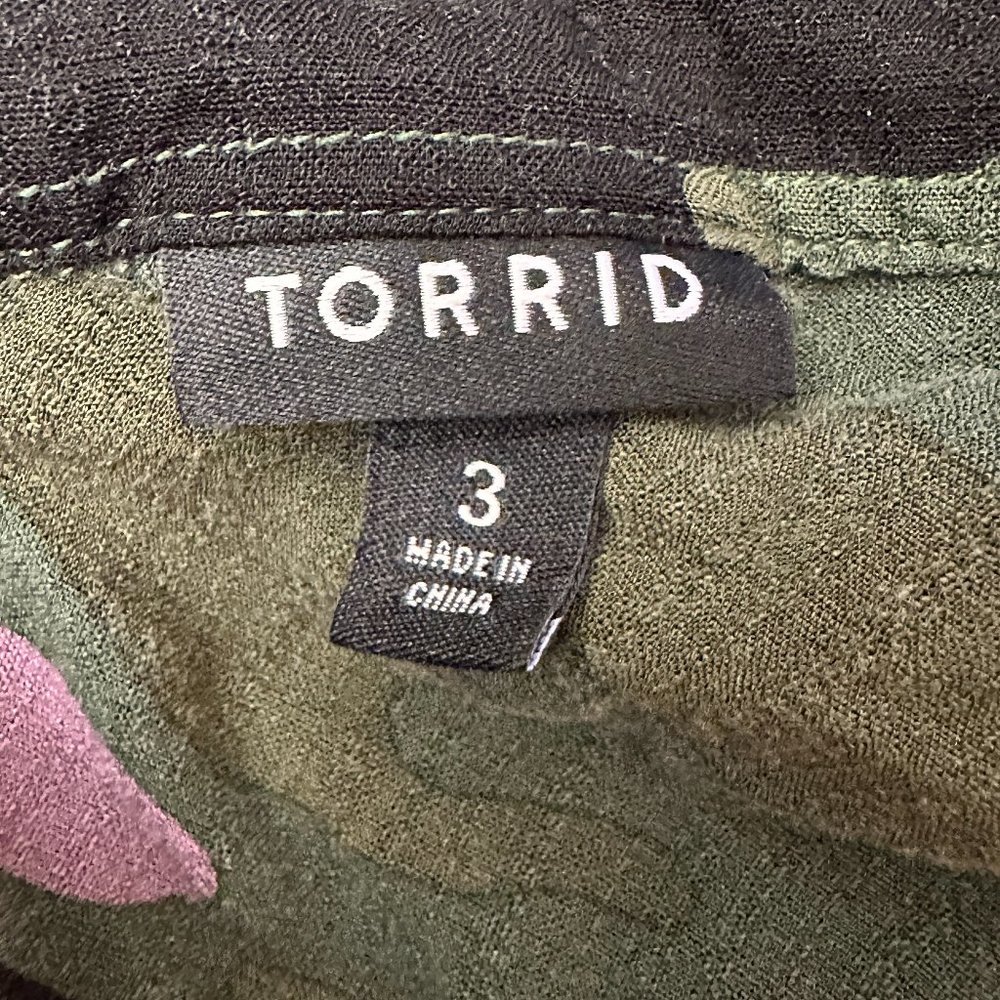 Torrid - Drop Shoulder Button Down Blouse - Camo … - image 3